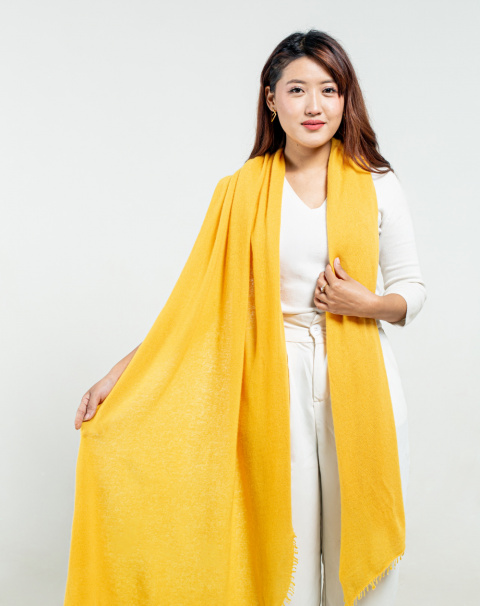 Mustard Felted Cashmere Stole