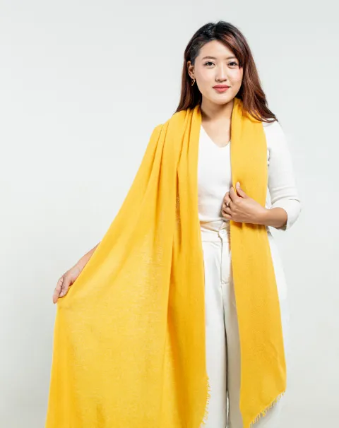 Mustard cashmere stole women's