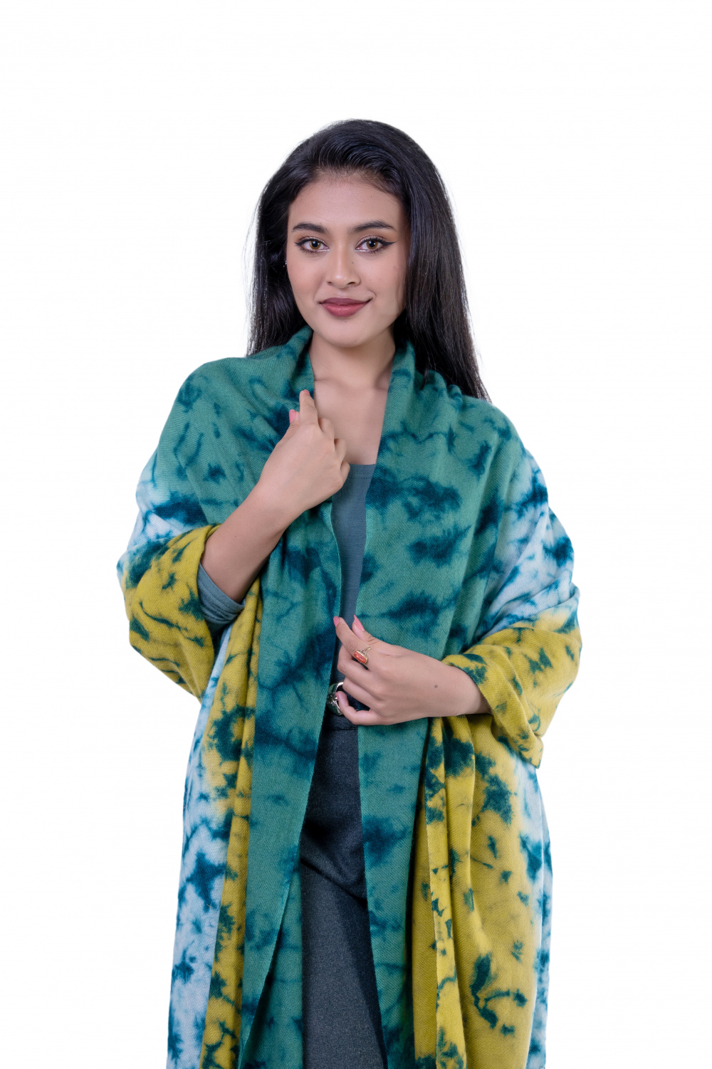 100% Cashmere  Ocean Breeze Tie-Dye Stole