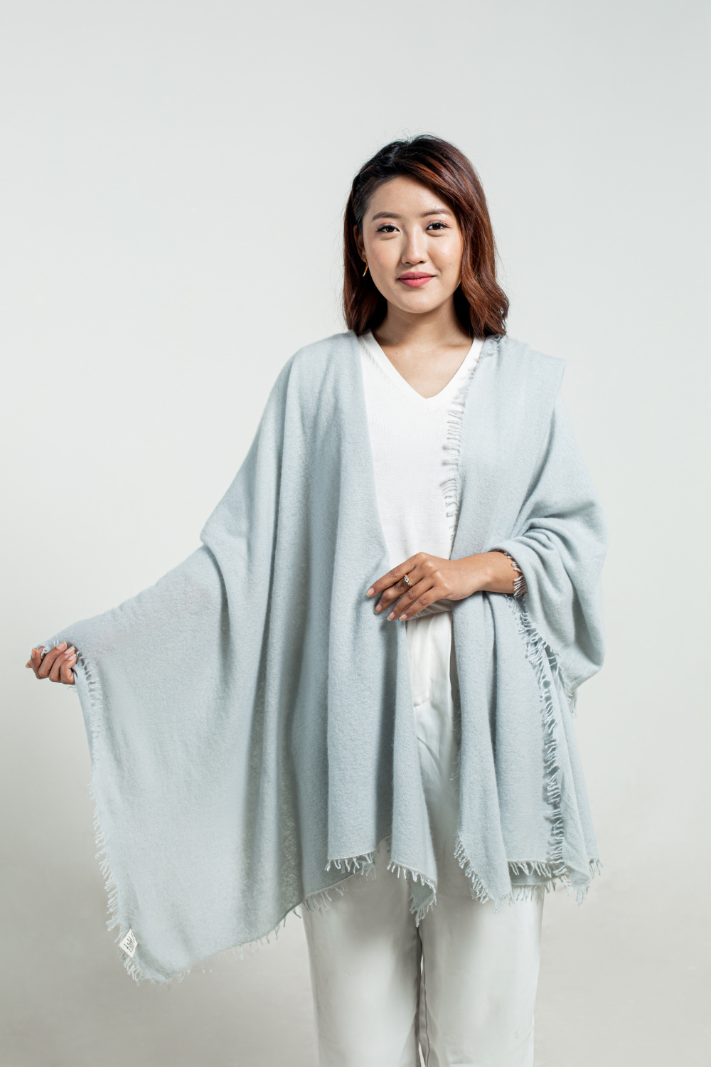 Gray Felted Cashmere Wrap