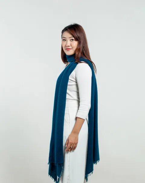 Dark blue cashmere scarf women's