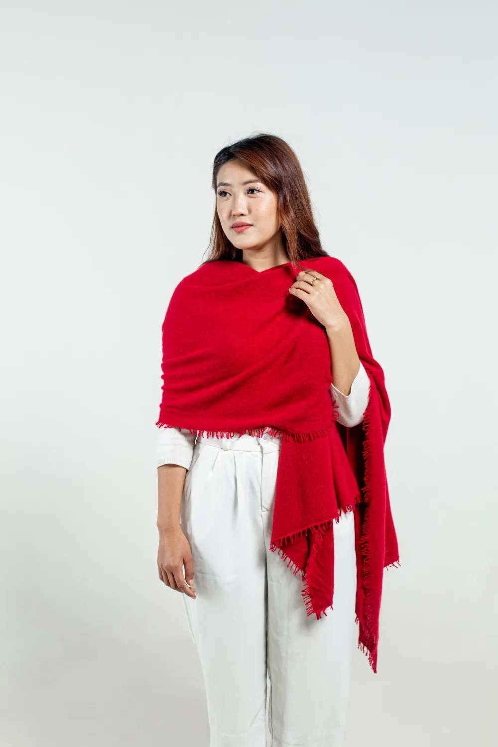 Red cashmere stole