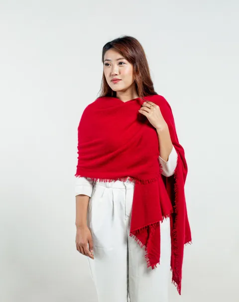 Red cashmere stole