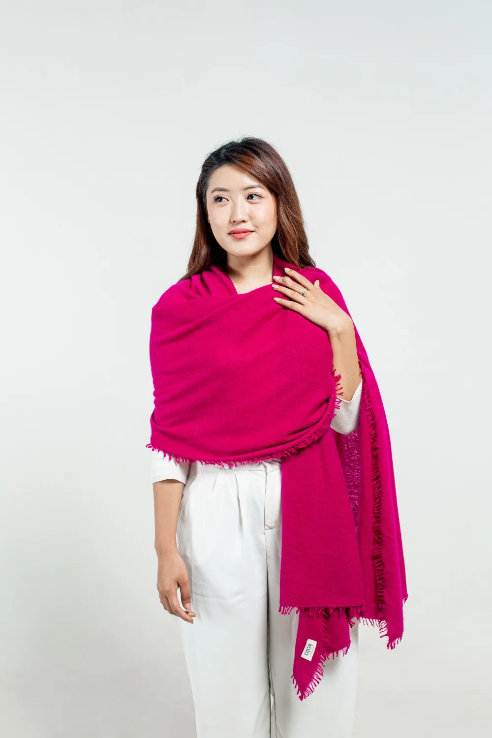 Hot pink cashmere stole women's