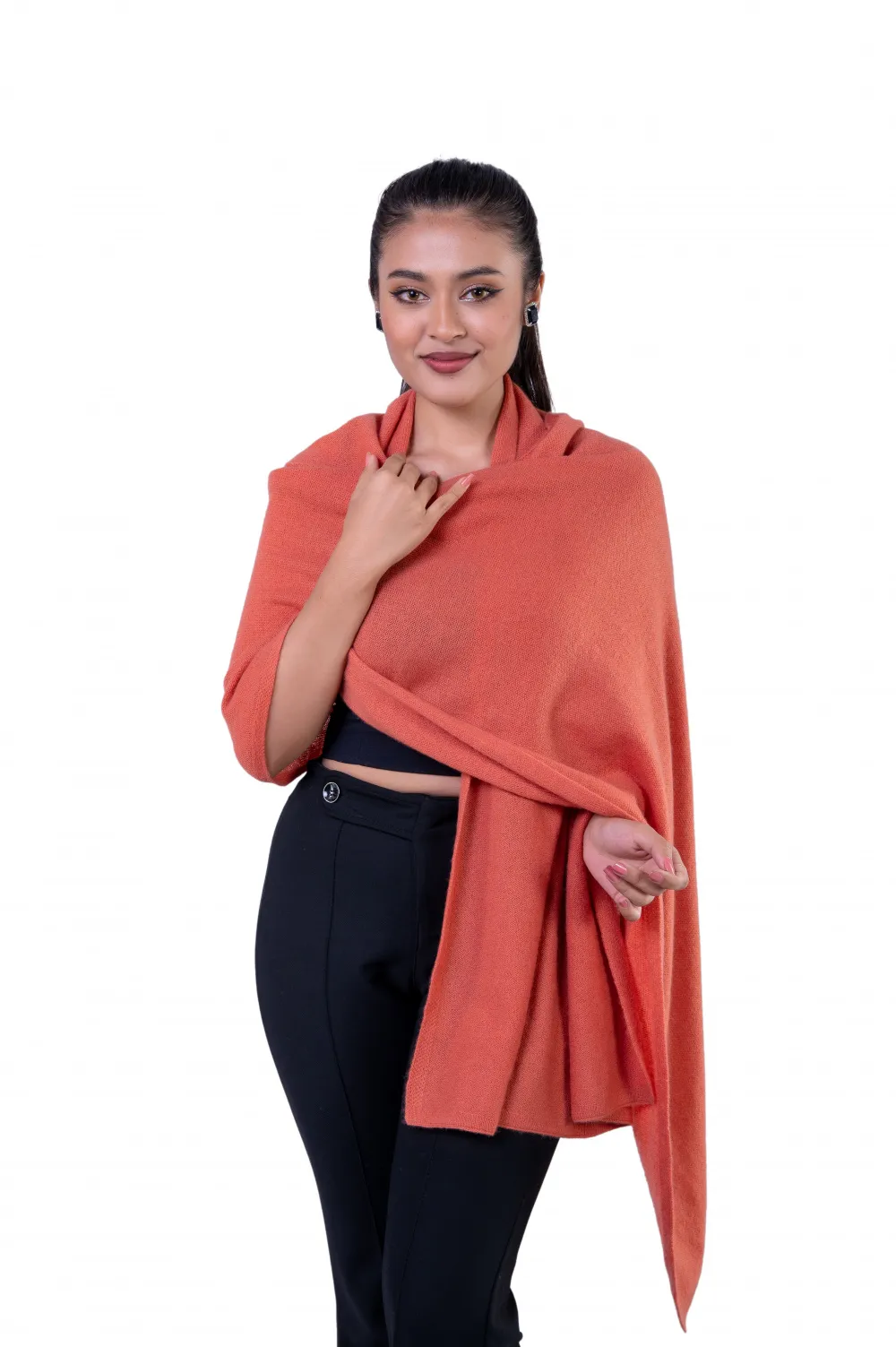 Terracotta Knitted Cashmere Scarf