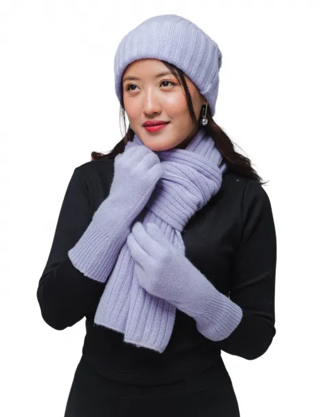 stylish cashmere beanie scarf and gloves.