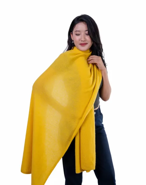 mustard yellow knitted cashmere scarf