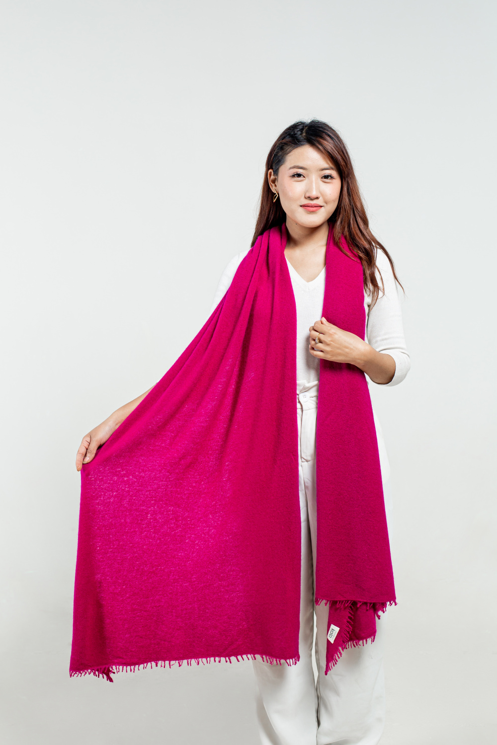 Hot Pink Felted Cashmere Stole