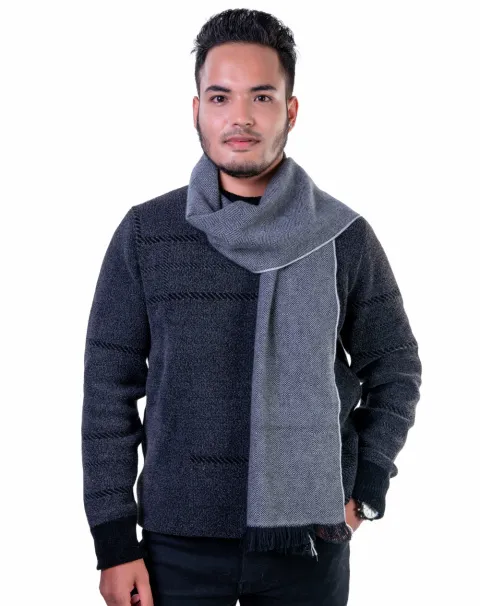 Best Gray Herringbone Cashmere Scarf for Men