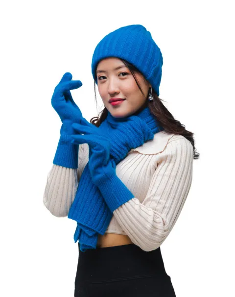 soft and warm cashmere winter sets in blue