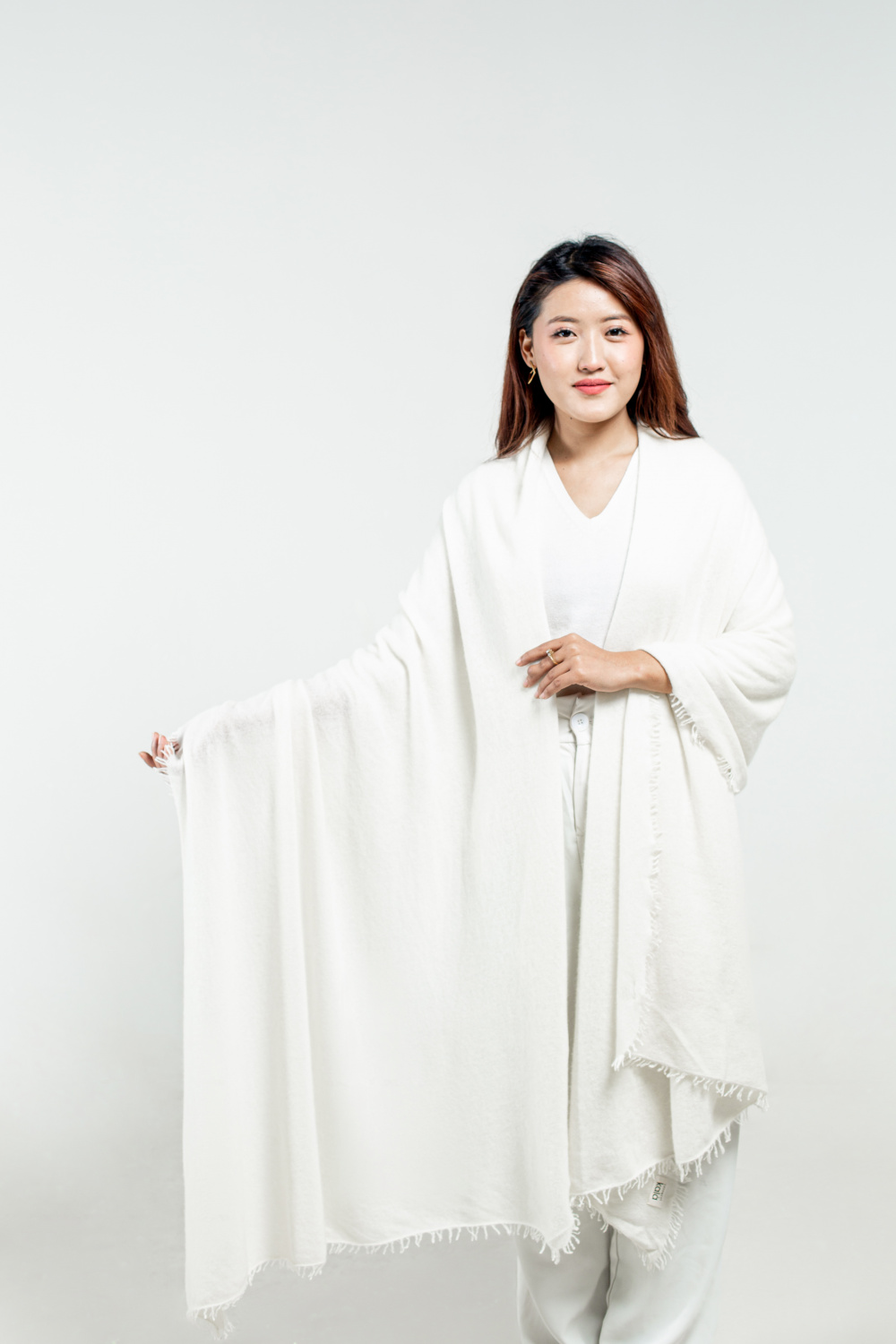 Ivory Felted Cashmere Wrap