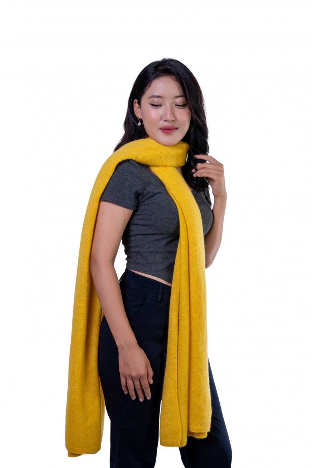 Beautiful yellow cashmere scarf