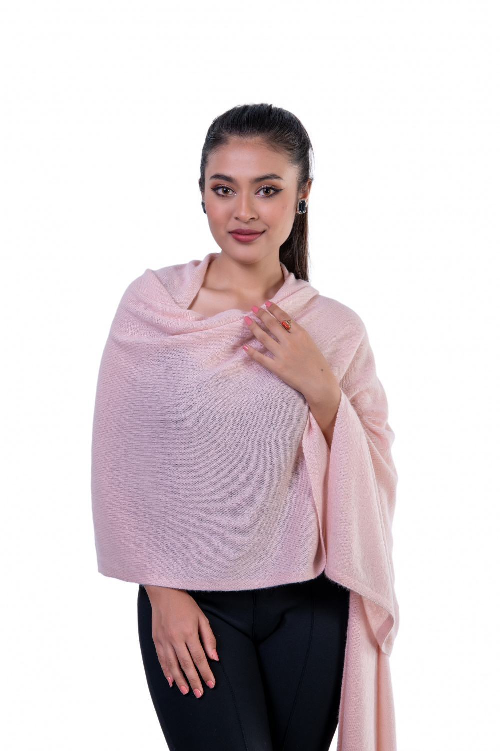 Dusty Rose Knitted Cashmere Scarf