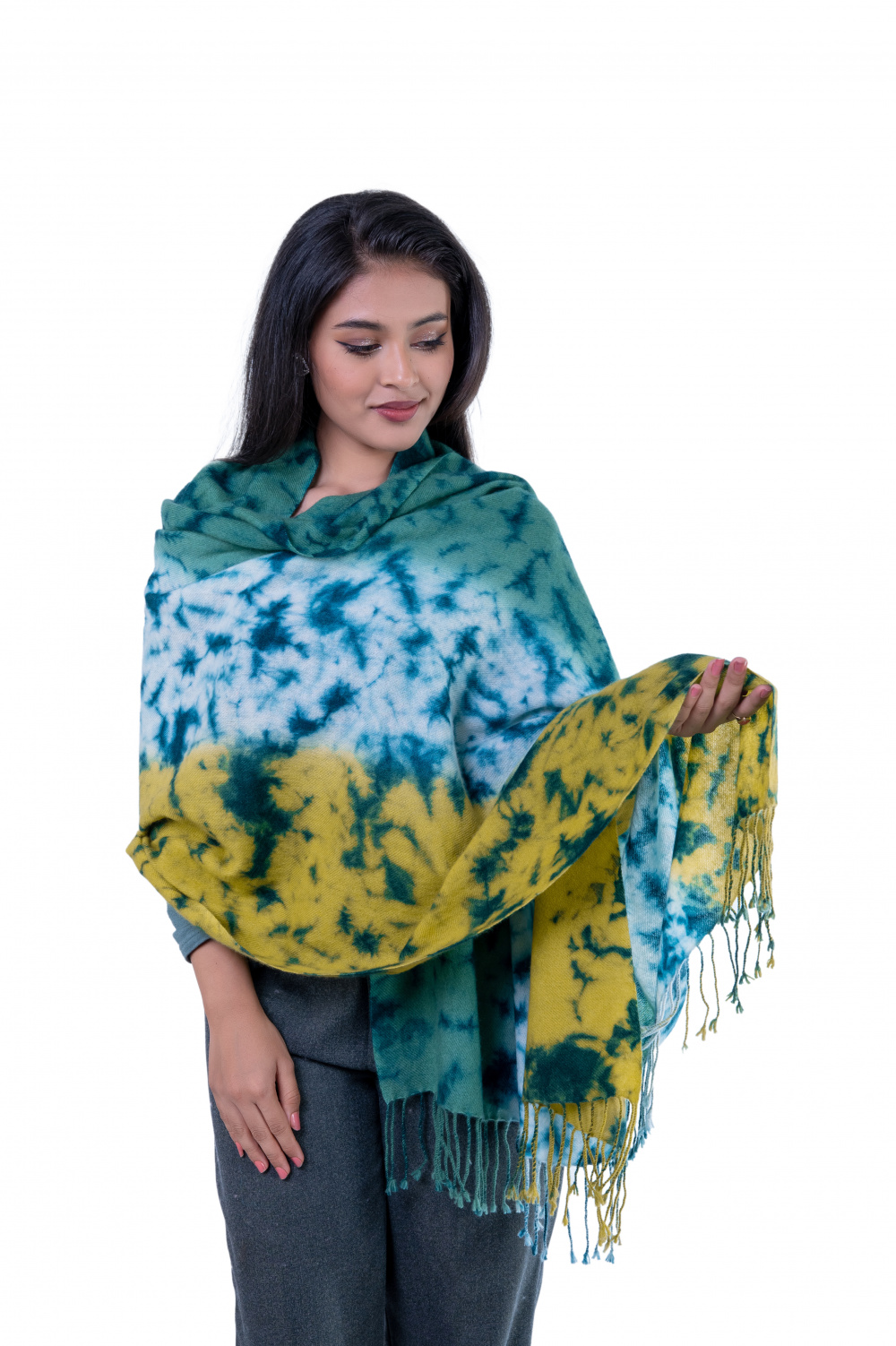 100% Cashmere  Ocean Breeze Tie-Dye Stole