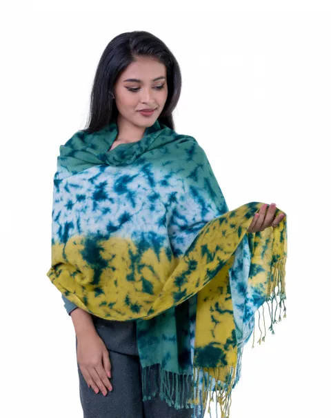 100% Cashmere  Ocean Breeze Tie-Dye Stole