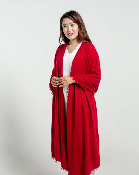 Red cashmere wrap women's