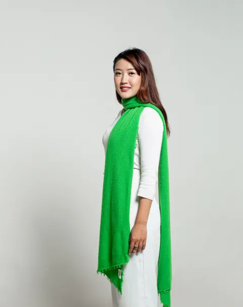 Women parrot green cashmere scarf