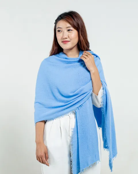 Sky Blue Felted Cashmere Stole