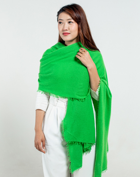 Parrot Green Felted Cashmere Stole