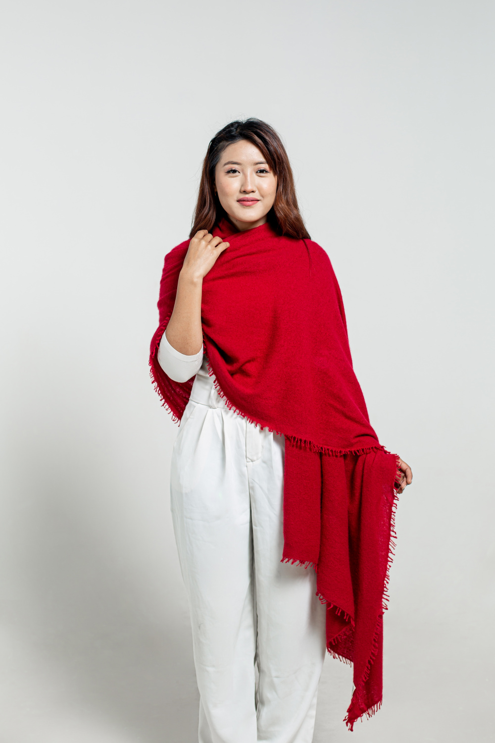 Red Felted Cashmere Wrap