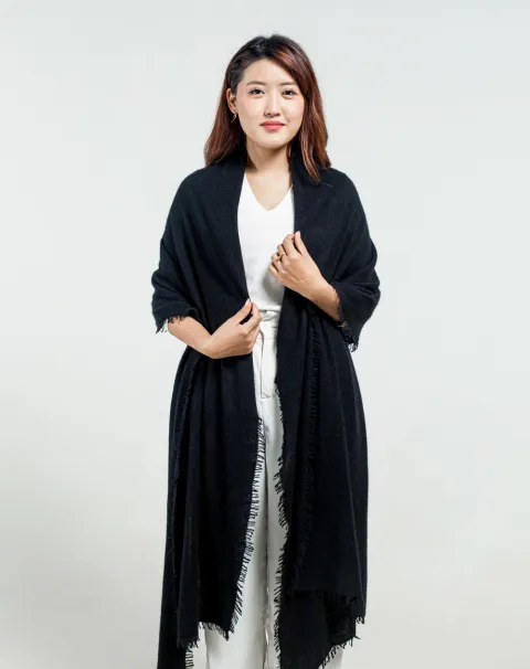 luxury black cashmere stole