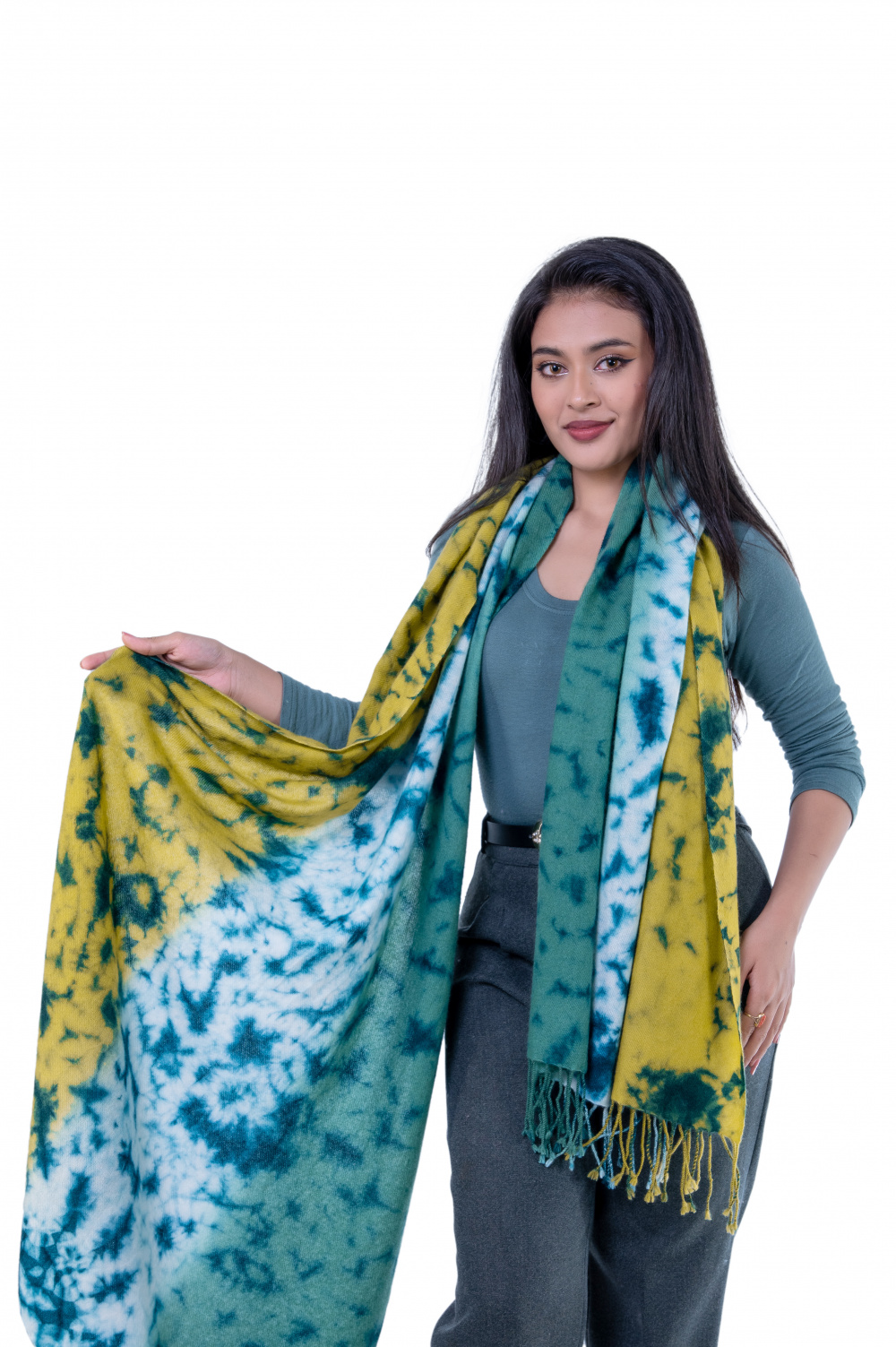 100% Cashmere  Ocean Breeze Tie-Dye Stole