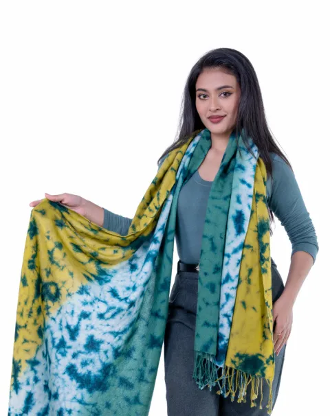 100% Cashmere  Ocean Breeze Tie-Dye Stole