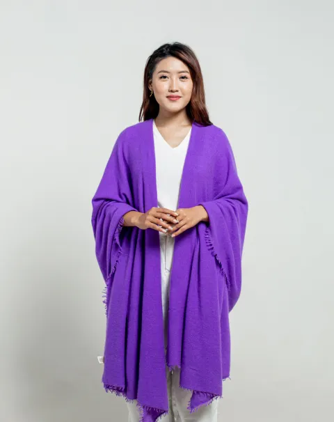 Women lavender felted cashmere wrap