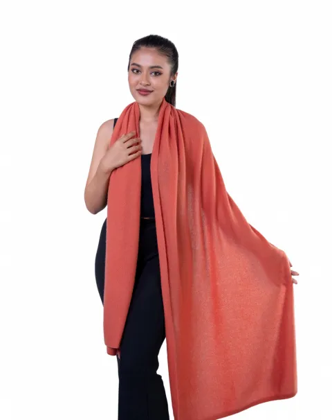 buy terracotta knitted cashmere scarf