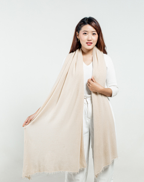 Beige Felted Cashmere Stole