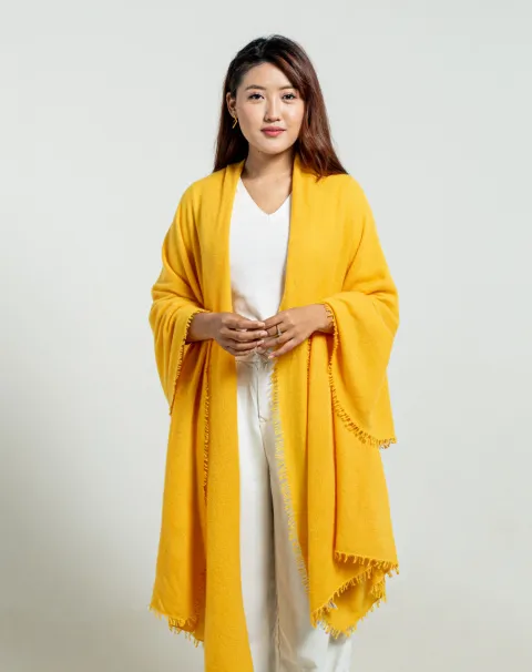 dusky yellow cashmere wrap for women