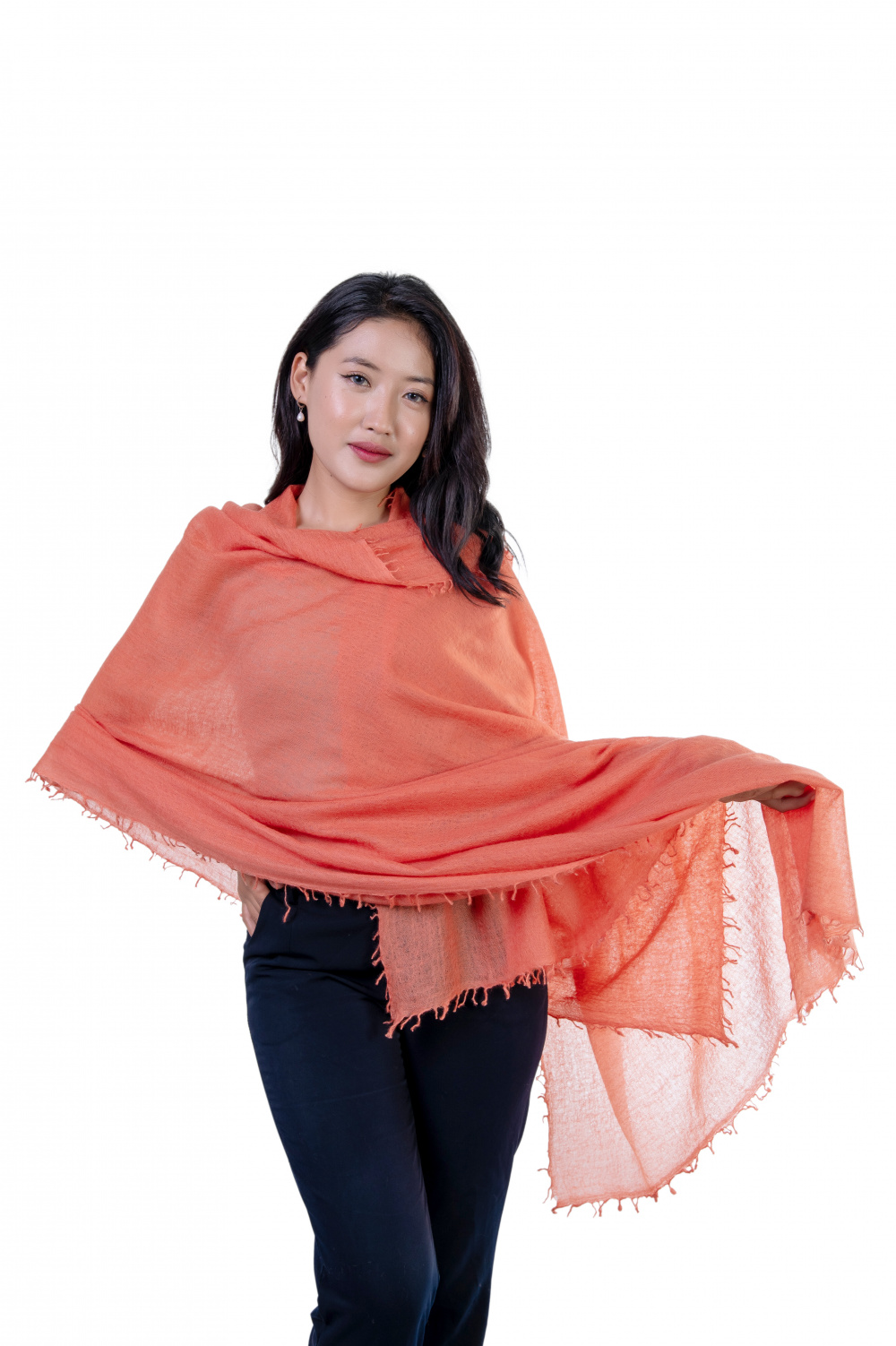 Terracota featherlight felted cashmere