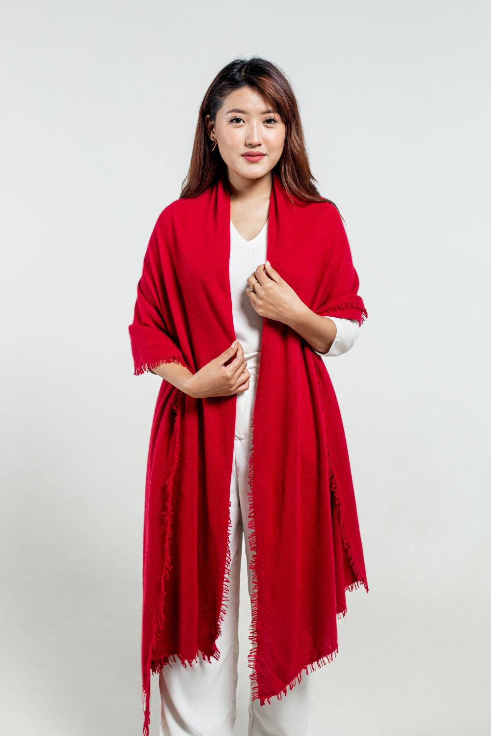 Red Felted Cashmere Stole