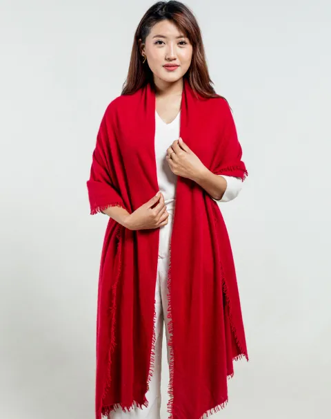 red cashmere stole for woman