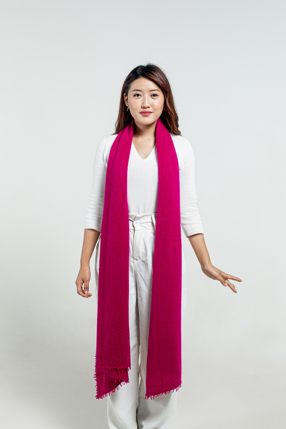 Shop Hot Pink Felted Cashmere Scarves Online | Cashmere Kala