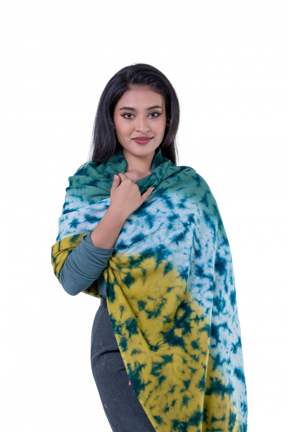 100% Cashmere  Ocean Breeze Tie-Dye Stole