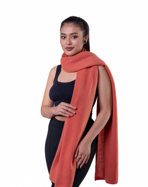 Women terracotta knitted cashmere scarf