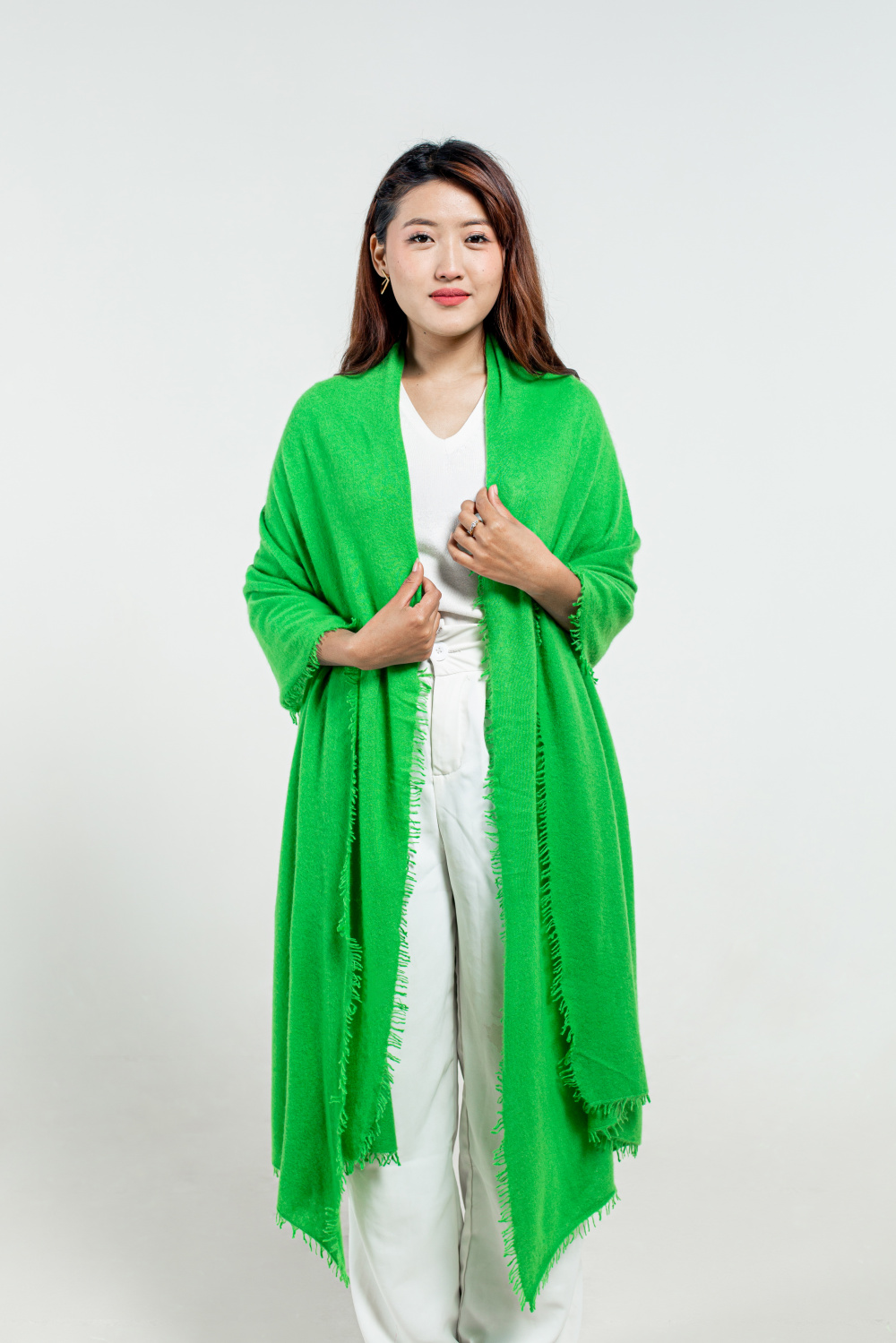 Parrot Green Felted Cashmere Stole