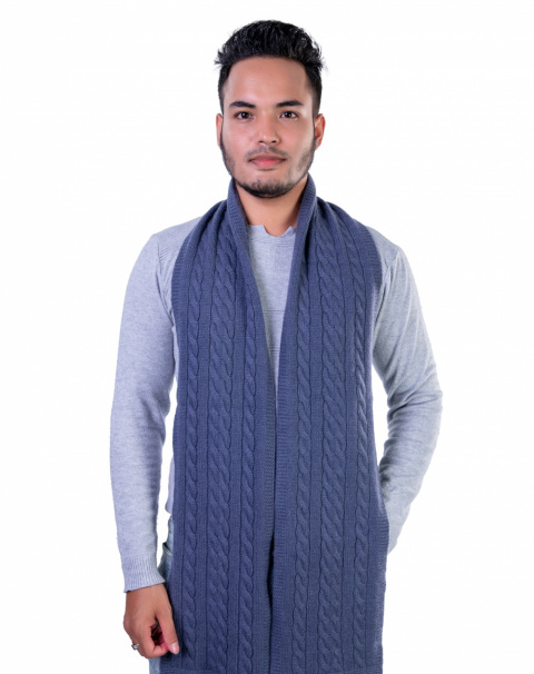 Steel Blue Cashmere Scarf For Men