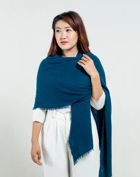 Dark Blue Felted Cashmere Stole