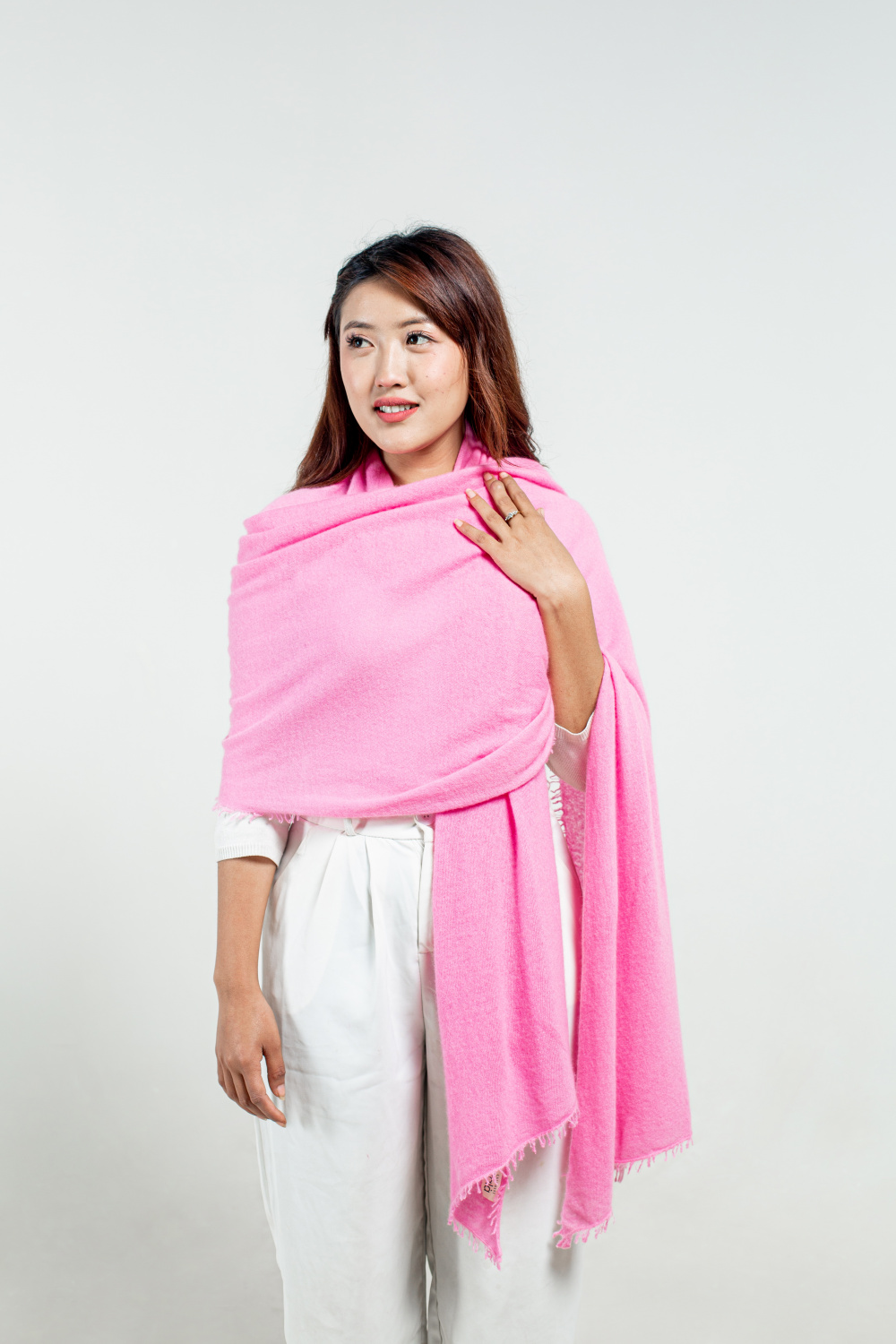 Baby Pink Felted Cashmere Stole