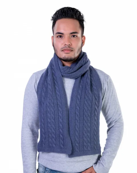 Men Steel Blue Cashmere Scarf