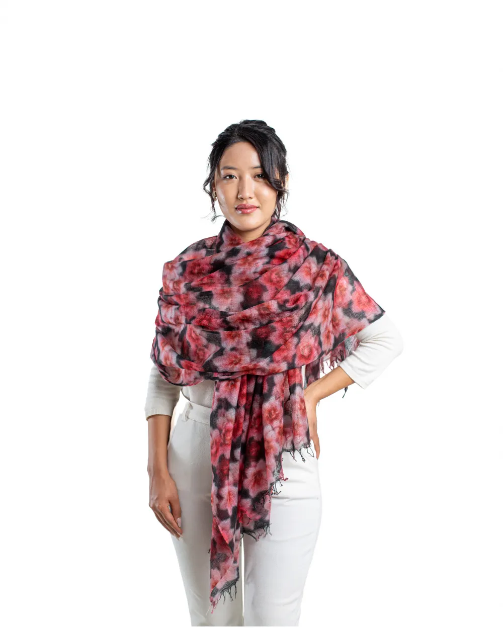 Wild Rose Printed Featherlight Cashmere Wrap