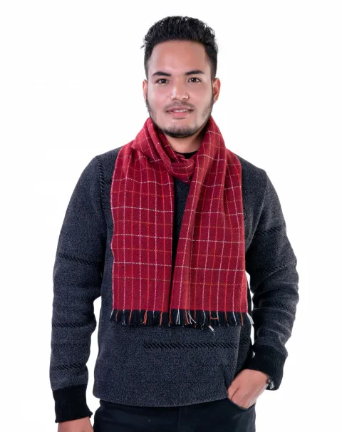 Men's red cashmere scarf