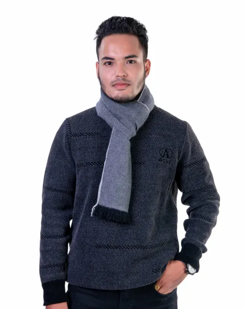 Gray Cashmere Scarf  For Men