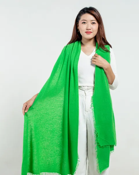 Women parrot green cashmere stole