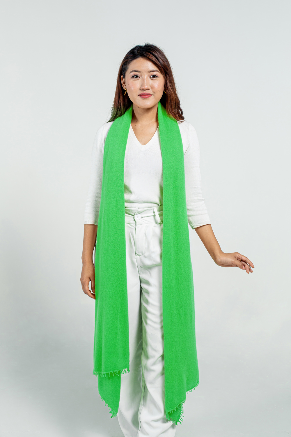 Parrot Green Felted Cashmere Scarf