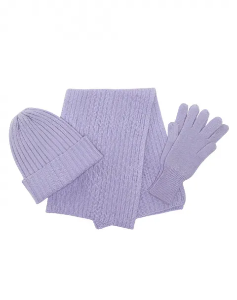 soft lavender knitted cashmere winter set