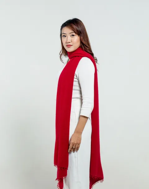 Red cashmere scarf women's