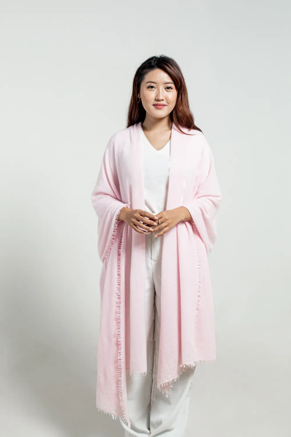 Best pastel pink felted cashmere travel wrap